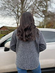 Charcoal Leopard Trim Coat Maisy