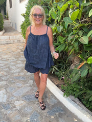 Navy Broderie Vest Amara