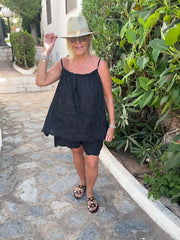 Black Broderie Vest Amara
