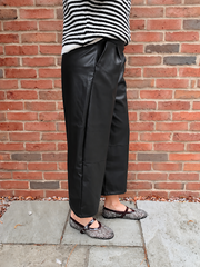 Black Faux Leather Cropped Trousers