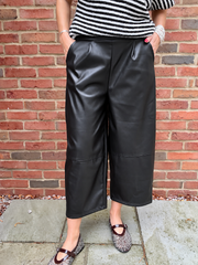 Black Faux Leather Cropped Trousers