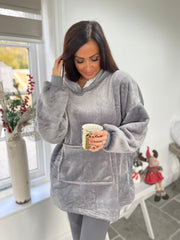 Grey fluffy hoodie deals