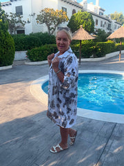 White Brushed Print Blouse Farrah