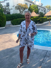 White Brushed Print Blouse Farrah