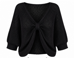 Black Gathered Loose Knit Paige