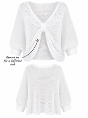 White Gathered Loose Knit Paige