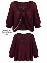 Wine Gathered Loose Knit Paige