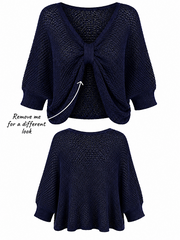 Navy Gathered Loose Knit Paige