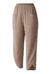 Mocha Bubble Cotton Barrel Leg Trousers
