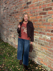 Chocolate Boucle Zip Jacket Estella