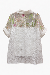 Cream Embroidered Two piece Mesh Shirt Hettie