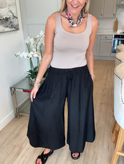 Black Wide Leg Pull on Silvia Trousers