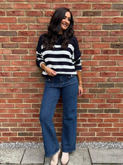 Navy Striped Crew Neck Jumper Gabrielle