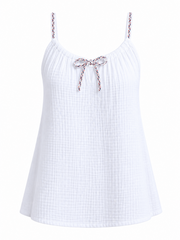 White Bubble Cotton Tie Detail Vest Miley