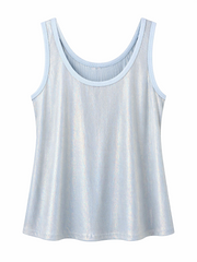 Blue Ribbed Shimmer Vest Juniper