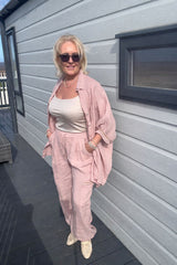 Pink Linen Detail Set Gracelynn