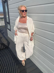 Cream Linen Detail Set Gracelynn