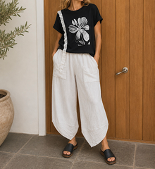 Black Diamante Floral Lace Trim Tee Aria