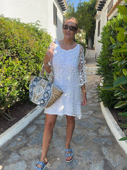 White Crochet Floral Over Dress Martine