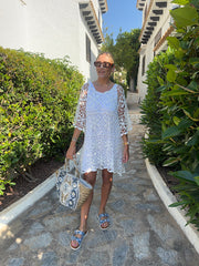 White Crochet Floral Over Dress Martine