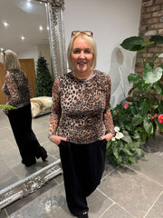 Natural Leopard Mesh Top Sofia