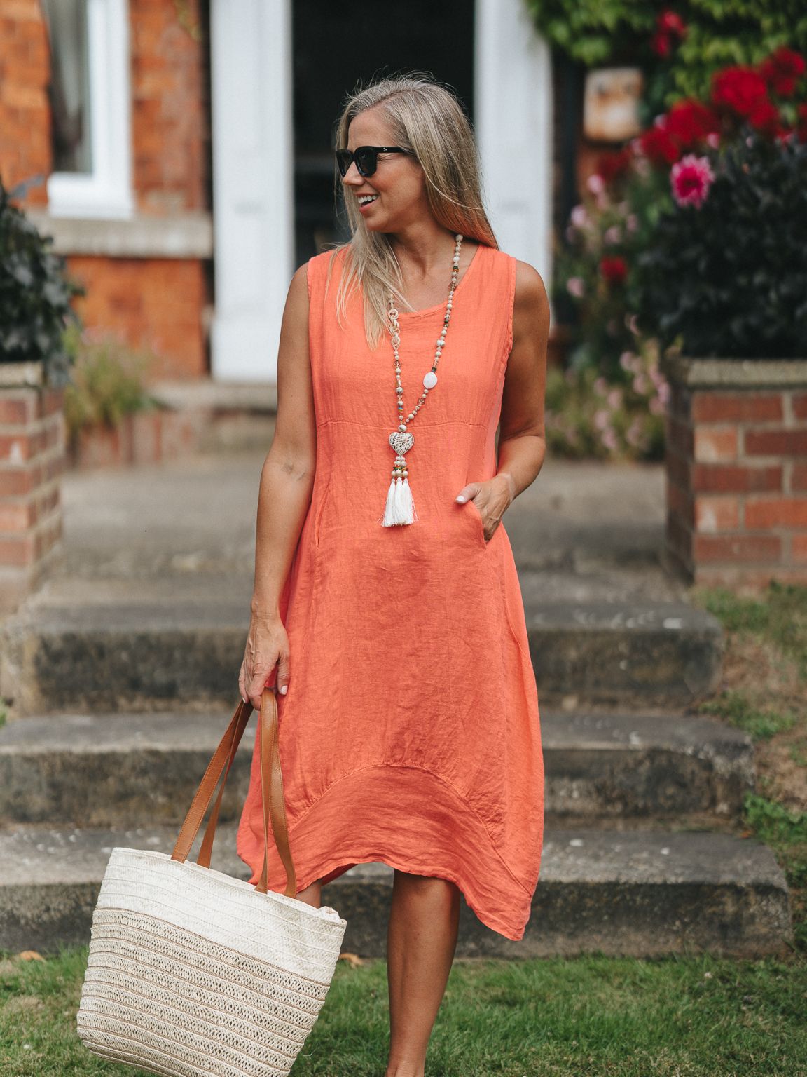 Orange linen dress uk hotsell