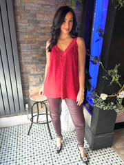 Wine Lace Trim Diamante Vest Amber