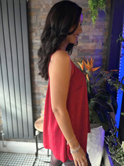 Wine Lace Trim Diamante Vest Amber