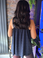 Navy Lace Trim Diamante Vest Amber