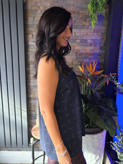 Navy Lace Trim Diamante Vest Amber