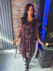 Chocolate Rose Mesh Dress Natalie