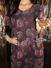 Chocolate Rose Mesh Dress Natalie