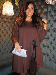 Chocolate Sequin Panel Sweatshirt Dress Olive