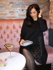 Black Sequin Panel Sweatshirt Dress Olive