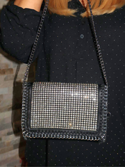 Black Rhinestone Chain Shoulder Bag