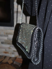 Black Rhinestone Chain Shoulder Bag