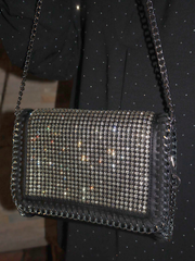 Black Rhinestone Chain Shoulder Bag