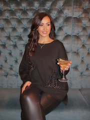 Black Sequin Bow Sweat Top Emma