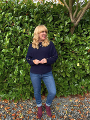 Navy Sleeve Detail Knit Top Julia