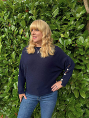 Navy Sleeve Detail Knit Top Julia