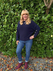 Navy Sleeve Detail Knit Top Julia