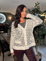 Antique Cream Sequin Sparkle Cardi Gemma