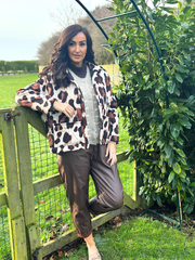 Chocolate Leopard Quilted Coat Adele