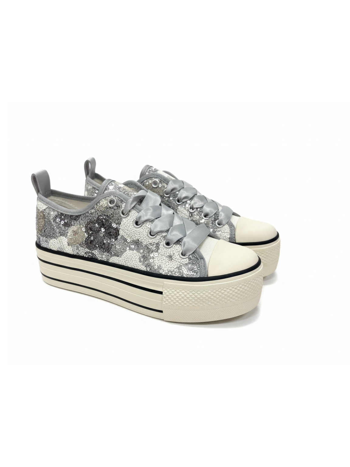 Designer String Trainers Silver Sequin Platform Trainers – Tillett's