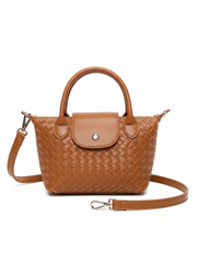 Tan Woven Faux Leather Shoulder Bag