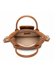 Tan Woven Faux Leather Shoulder Bag