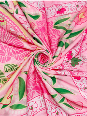 Lipstick Summer Floral Raw Edge Scarf