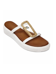 White Buckle Front Sandals