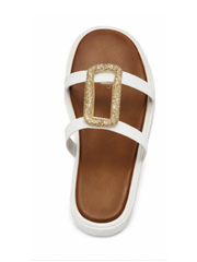 White Buckle Front Sandals