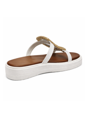 White Buckle Front Sandals